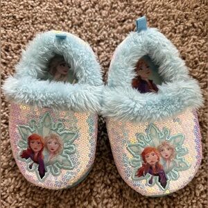 Disney Frozen Slippers – Anna & Elsa Sparkle House Shoes – Toddler Size 7/8